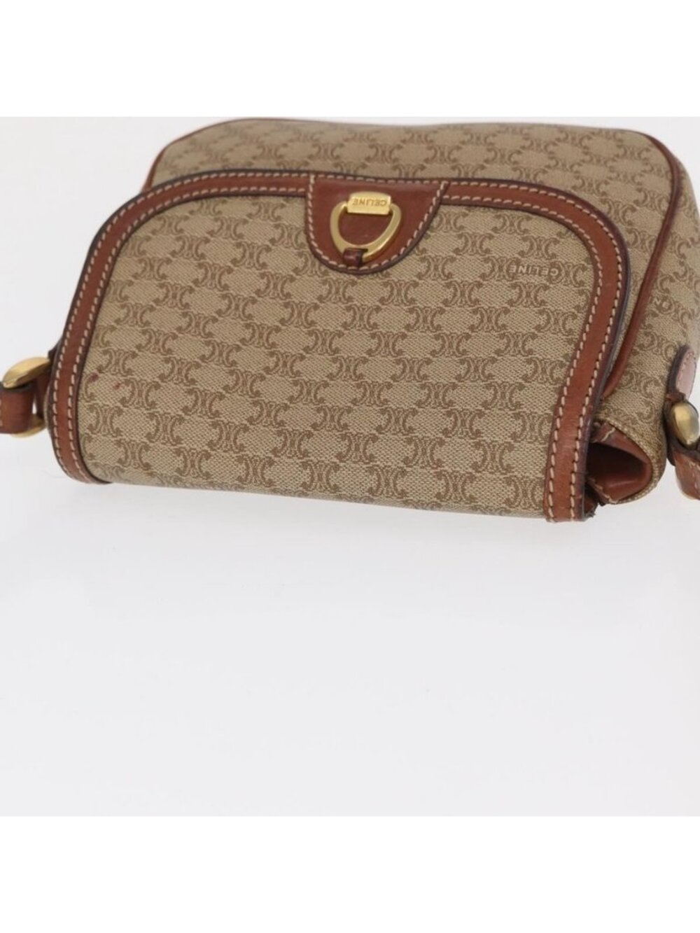 Authentic CELINE Macadam Canvas Shoulder Bag PVC Beige Gold - Picture 13 of 16